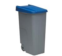 Contenedor de Residuos Reciclo 85L Azul con Tapa Cerrada y Ruedas Grandes - Plástico Resistente, Encajable y Ergonómico, Ideal para Reciclaje Profesional | Denox