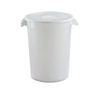 Cubo Industrial 100L - Blanco, Apto para Uso Alimentario | Apilable con Asas Ergonómicas y Base con Ruedas Opcional - Denox