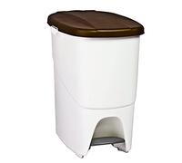 Cubo de Reciclaje con Pedal 25L Marrón - Contenedor de Basura Ecológico para Cocina - Con Separador Interno y Enganches Laterales, Plástico Resistente y Fácil Limpieza | Denox