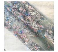 Dense Shiny Bead Embroidery Fabric Brilliant Shine Mesh Lace Material Dress Evening Gown DIY Sewing(Green,5yard)