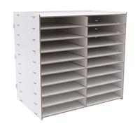 Densony Organizador de madera de 9 capas con bandeja para documentos, 51,8 x 33 x 49 cm, carpeta vertical de escritorio, color blanco/marrón, para oficina y escuela, clasificador de correo y papel