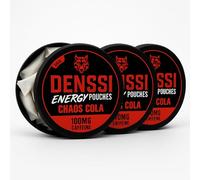 Denssi Pouches de energía - Bolsas de energía de cafeína - Reemplazo gratuito/alternativa para la concentración y la energía - Bolsas nootrópicas sin azúcar (3 packs, Caos Cola)