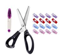 Dentadas Tijera, Tijeras Zig Zag Para Tela, Tijeras Dentadas, Tijeras Costura Zig Zag, Con 12 Clips De Fijación Y 1 Tijera En Forma De U, Tijeras Dentadas Para Cortar Tela, Tijeras En Zigzag