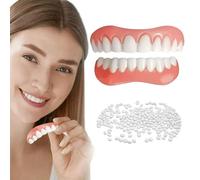 Dentadura De Silicona 1 Pare Dientes Postizos Temporales De Superior E Inferior, Dientes Fundas Blanqueamiento, Carillas Dentales Ajustables Cubre Dientes Imperfectos Para Hombre Y Mujer