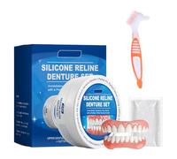 Dentadura de Silicona Dientes Postizos Temporales Denture Silicone Reline Kit Juego de Reparación de Dentaduras Postizas Completo Ayudarte a Sonreír,con Cepillo de Dientes