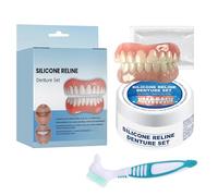 Dentadura de Silicona,Kit de Rebase de Silicona Para Prótesis Dentales,Juego de Reparación de Dentaduras Postizas de Silicona,Adecuado Para Hombres y Mujeres Trae 1 Cepillo de Dientes