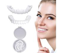 Dentadura Postizas Natural Tono Carillas Dentales Cosméticos Arriba Y Abajo, 1 Pair Protesis Dental Blancos Dientes Postizos Temporales Cubre Los Dientes Imperfectos, Fácil Cuidado