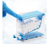 Dental Cotton Roll Dispenser, Professional Press on Plastic Holder Organizer for Home Pharmacy Dentist Storage Box with Nonslip Base for Lab(Blauw)