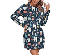 Dental Health Dental - Suéteres de manga larga para mujer, estilo casual, cuello redondo, vestidos de punto, Estilo-5, XXL