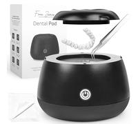 Dental Pod | Máquina limpiadora ultrasónica de retención | Cápsula de limpieza dental de 48 kHz | Alineador, protector nocturno, protector bucal, dentadura dental | Limpiador UV | Negro