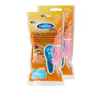 DenTek Fun Flosser Kids para niños con sabor a frutas silvestres 80 unidades