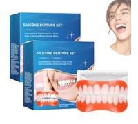 Denti artificiali sbiancanti, dentiere con clip, kit di ribasatura per protesi dentarie morbide, kit di ribasatura in silicone per protesi dentarie (2pcs)