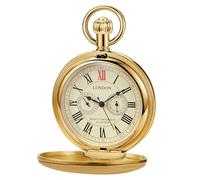 Dentily Reloj de bolsillo mecánico vintage con diseño de tren de Londres para hombre, Dorado y blanco, Classic