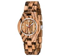 Dentily Reloj de pulsera de madera natural para mujer, hecho a mano, de cuarzo, deportivo, único, Marrón