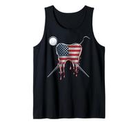 Dentista Asistente Dental Higienista Bandera Americana USA Drip Camiseta sin Mangas