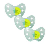 Dentistar® Night Juego de 3 chupetes nocturnos de látex - Talla 3, desde 14 meses - Chupete luminoso ortodóntico que cuida los dientes - Turquesa con estrellas