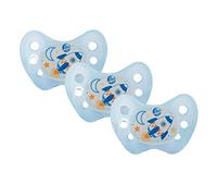 Dentistar® Night Juego de 3 chupetes nocturnos de silicona - Talla 1, para 0-6 meses - Chupete luminoso ortodóntico que cuida los dientes - Azul con cohete