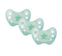 dentistar Night Juego de 3 chupetes nocturnos de silicona - Talla 2, para 6-14 meses - Chupete luminoso ortodóntico que cuida los dientes - Estrella, Turquesa