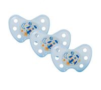 dentistar Night Juego de 3 chupetes nocturnos de silicona - Talla 3, de 14 meses - Chupete luminoso ortodóntico que cuida los dientes - Cohete, Azul