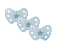 Dentistar® Night Juego de 3 chupetes nocturnos de silicona - Talla 3, desde 14 meses - Chupete luminoso ortodóntico que cuida los dientes - Azul con estrellas