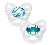 dentistar Set de 2 Chupetes de Silicona - Talla 3, de 14 meses - Chupete respetuoso con los dientes y la mandíbula con escalón dental - Sin BPA - Halloween Drácula & Fantasma