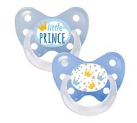 dentistar Set de 2 Chupetes Ortodónticos de Silicona - Talla 3, de 14 meses - Chupete bebe previene la desalineación de los dientes - Libre de BPA - Príncipe, Azul