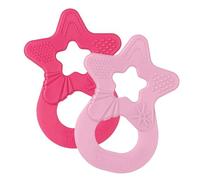 dentistar Set de 2 mordedores para bebé y niños desde 3 meses - Juguete mordedores bebe blanda para masaje y desarrollo dental - Aro mordedor bebe con asa - Rosa & Pink