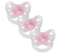 dentistar Set de 3 Chupetes Ortodónticos de Silicona - Talla 1, 0-6 meses - Chupete recien nacido previene la desalineación de los dientes - Libre de BPA - Unicornio, Blanco