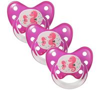 Dentistar Set de 3 Chupetes Ortodónticos de Silicona - Talla 2, 6-14 meses - Chupete bebe previene la desalineación de los dientes - Libre de BPA - Caballito de Mar, Rosa