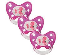 Dentistar Set de 3 Chupetes Ortodónticos de Silicona - Talla 3, de 14 meses - Chupete bebe previene la desalineación de los dientes - Libre de BPA - Caballito de Mar, Rosa