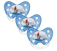Dentistar Set de 3 Chupetes Ortodónticos de Silicona - Talla 3, de 14 meses - Chupete bebe previene la desalineación de los dientes - Libre de BPA - Perro Salchicha, Azul