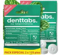 Denttabs - Pastillas de papel, 2 paquetes de 125 unidades Con pastillas para cepillos de dientes.