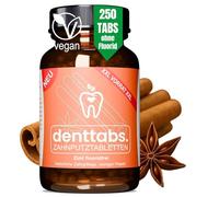 denttabs Pastillas para cepillos de dientes con delicioso sabor a canela en vaso XXL, 250 unidades con flúor |