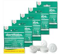 DenttABS Pastillas para cepillos de dientes con Fluorid (5 x 125 unidades) ), suave y agradable, vegano, con fluoruro, cosméticos naturales.