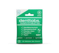 DENTTABS Pastillas para cepillos de dientes sin flúor, 125 unidades | Sin fluoruro, pulido suave con celulosa, sin tubo de plástico, sin conservantes, vegano