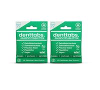 DENTTABS Pastillas para cepillos de dientes sin fluoruro de menta (2 x 125 | Sin flúor, pulido liso con celulosa, sin tubo de plástico, sin conservantes, vegano