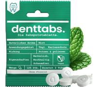 DENTTABS Stevia - Menta Zahnputztabletten fluoridfrei, Paquete 1er (1 x 125 Pieza), 125 unidad, 1