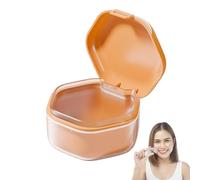 Denture Case, Leakproof Portable Cup with Lid, Waterproof Container for Dentures, Travel Tooth Soaking Box, Care Storage for Bathroom, Office, 3.35x3.19x2.01 inches