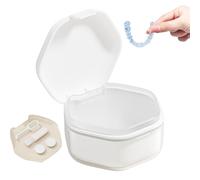 Denture Case - Retainer Case Denture Box | Portable Denture Cup with Lid | Orthodontic Retainer Cleaning Case Denture Cleaner Container for Home Office Travel Camping