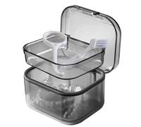 Denture Cleaning Container - Bath Soaking Cup With Hanging Filter Basket