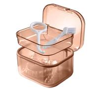 Denture Cleaning Container - Bath Soaking Cup With Hanging Filter Basket, Portable Retainer Box & Teeth Guard Holder, Drainage Net Design | For False Teeth & Braces, Multiple Colors Available