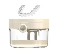 Denture Soaking Container Denture Bath with Mirror Lid, Protective Teeth Cleaning Tool Set, Portable Travel Case for Teen Girl Boy Child Elderly Night Guard Care, , Se référer au descriptif