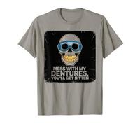 Dentures Skull Vintage Funny Bite Back Camiseta