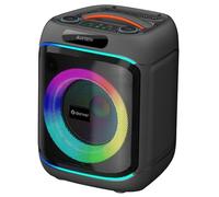 Denver BPS-170 Altavoz Bluetooth para fiesta con luz LED y micrófono, 40 W RMS, función TWS, USB, MicroSD, AUX, mando a distancia, batería, caja de karaoke, efecto de luz RGB, woofer de 6,5 pulgadas