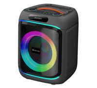 Denver BPS-270 Altavoz Bluetooth para fiesta con woofer de 8 pulgadas, micrófono BT, 40 W RMS, TWS, efectos de luz LED, USB, MicroSD, AUX, karaoke y batería