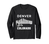 Denver City Skyline Music Colorado Souvenir Denver Manga Larga