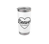 Denver Colorado Love Heart Retro Script Viajar a Vaso térmico de acero inoxidable de doble pared