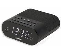 Denver CRQ-107 Radio Despertador FM con Carga inalámbrica Qi, USB de Carga, Doble Alarma, Pantalla LED 0,9”, Snooze y Sleep