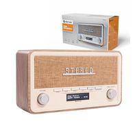 Denver DAB-18 Radio Dab+/FM Bluetooth, AUX, Reloj Despertador, Pantalla LCD, Acabado Madera Clara