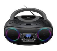 DENVER TDB-212 DAB+ Boombox | Diseño retro con Bluetooth, USB, reproductor de CD y conector AUX | Radio digital DAB+/FM con pantalla LCD y reproducción de MP3 | efectos de luz (gris)